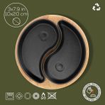 Lava Döküm 10x20 CM Damla Formlu 2'li Set Yingyang Fajita Tabağı ve Kayın Servis Ahşabı LV FT Ying Yang