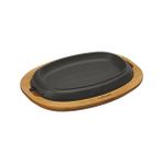 Lava Döküm 12x19 CM Oval Fajita Tabağı ve Kayın Servis Ahşabı LV ECO HP 1219 T13 K4