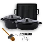 Lava Döküm 6X New Heritage Siyah Serisi Döküm Demir Tencere Tava Çeyiz Seti