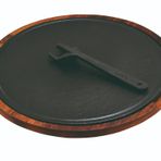 Lava Döküm Ahşap ve Döküm Demir Hot Plate Çap 34 cm Siyah Servis Tahtası