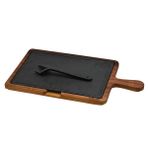 Lava Döküm Ahşap ve Döküm Demir Hot Plate Ölçü 22x33 cm Siyah Servis Tahtası