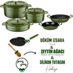 Lava Döküm Çeyiz Seti - Sağlıklı Ve Uzun Ömürlü Mutfak Seti Yeşil