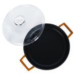 Lava Döküm Çok Amaçlı Yayvan Glaze Serisi Çap 28 cm Turuncu Tencere