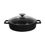 LAVA DÖKÜM ÇOK AMAÇLI YAYVAN TENCERE ÇAP(Ø) 24CM -GLAZE SİYAH