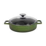 LAVA DÖKÜM ÇOK AMAÇLI YAYVAN TENCERE ÇAP(Ø) 24CM -GLAZE YEŞİL