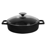 LAVA DÖKÜM ÇOK AMAÇLI YAYVAN TENCERE ÇAP(Ø) 28CM -GLAZE SİYAH