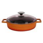 LAVA DÖKÜM ÇOK AMAÇLI YAYVAN TENCERE ÇAP(Ø) 28CM -GLAZE TURUNCU