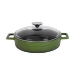 Lava Döküm Çok Amaçlı Yayvan Tencere Glaze Serisi 28 CM yesil