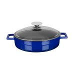 Lava Döküm Çok Amaçlı Yayvan Tencere. Glaze Serisi Çap(Ø)24Cm. - Kırmızı Mavi