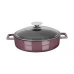 Lava Döküm Çok Amaçlı Yayvan Tencere. Glaze Serisi Çap(Ø)24Cm. - Kırmızı Mor