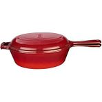 Lava Döküm Combo Derin Tava / Saplı Tencere Kızartma Tavası, Metal Saplı Kapaklı, 26Cm, Kırmızı
