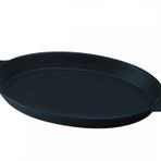 Lava Döküm Demir Yekpare Çift Kulplu 18x24 cm Siyah Döküm Oval Fajita Tabağı