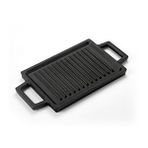 Lava Döküm Dikdörtgen Çift Yön Izgara Ve Düz Yüzey Hot Plate Ölçü 22x15cm. Siyah