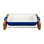 Lava Döküm Dikdörtgen Rosto ve Fırın Tepsisi Döküm Demir Kayın Servis Ahşaplı 26x40 CM LV P TP 2640 K4 EDT B