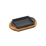 Lava Döküm Dikdörtgen Sahan Döküm Demir Yekpare Çift Kulplu Kayın Servis Ahşabı Ölçü 12x15cm.