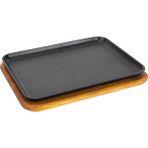 Lava Döküm Dikdörtgen Servis Tabağı Kayın Servis Ahşabı. Ölçü 34X25CM. - Siyah