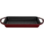 Lava Döküm Izgara Tavası Bordo 26 X 32 CM Yekpare Döküm Demir Malzeme ile Dayanıklı Kullanım