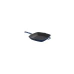 Lava Döküm Kare Izgara Tava Döküm Demir Metal Saplı 26X26 Mavi