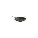 Lava Döküm Kare Izgara Tava Döküm Demir Metal Saplı 26X26 Yeşil