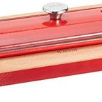 Lava Döküm Kırmızı 11x29 cm Ekmek Kabı ve Ahşap Standı