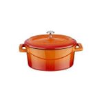 Lava Döküm Mini Tencere Oval Çap10 cm Trendy Turuncu