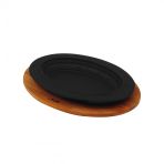 Lava Döküm Oval Döner, Kebap Tabağı Kayın Servis Ahşabı. Ölçü 32x23cm.