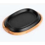 Lava Döküm Oval Fajita Tabağı Kayın Servis Ahşabı Ölçü 26x19cm. - 1 Adet