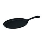 Lava Döküm Oval Fajita Tavası Ölçü 17x23 Cm Döküm Demir Yekpare Saplı Siyah