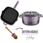 Lava Döküm Trendy 4 Parça Mor Tencere Tava Seti