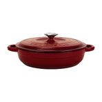 Lava Döküm Yuvarlak Çok Amaçlı Yayvan Tencere New Heritage Serisi Çap Ø 28cm.-bordo Bordo