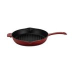 Lava Döküm Yuvarlak Izgara Tava Döküm Demir Yekpare Saplı Çap(Ø)28Cm.bordo
