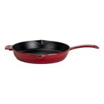 Lava Döküm Yuvarlak Kızartma Tavası Döküm Demir Yekpare Saplı. Çap Ø 28cm-bordo Bordo
