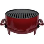 Lava Döküm Yuvarlak Mangal Izgara Set Döküm Demir Yekpare Çift Kulplu Çap (Ø)36Cm.-Bordo