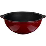 Lava Döküm Yuvarlak Özbek Kazanı / Tencere. Döküm Demir Yekpare Kulplu ÇAP(Ø)28CM.-BORDO - 28 cm