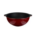 Lava Döküm Yuvarlak Özbek Kazanı / Tencere. Döküm Demir Yekpare Kulplu Çap(Ø)28Cm.-Bordo