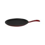 Lava Döküm Yuvarlak Pizza Krep Pankek Tavası Döküm Demir Yekpare Saplı Çap(Ø)20Cm.-Bordo
