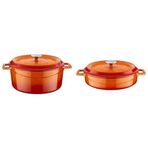 Lava Döküm Yuvarlak Tencere, Trendy, 28 cm, 6.71 L Hacim, Turuncu+Lava Döküm Çok Amaçlı Yayvan Tencere 28 cm Turuncu - Lv Y St 28 K2
