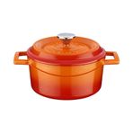 Lava Döküm Yuvarlak Tencere. Trendy Çap 18Cm. turuncu