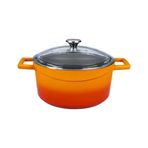 Lava Glaze 24 cm Turuncu Cam Kapaklı Yuvarlak Döküm Tencere