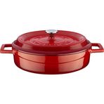 Lava Glaze Kırmızı Yayvan 24 cm Döküm Tencere