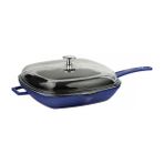 Lava Grill Tava 26 x 26 cm Metal Saplı Cam Kapaklı Mavi - Siyah - 26 x 26 cm