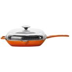 LAVA GRİLL TAVA 28 * 28 METAL SAPLI CAM KAPAKLI TURUNCU