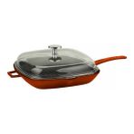 Lava Grill Tava 28 x 28 cm Metal Saplı Cam Kapaklı Turuncu - Siyah - 28 x 28 cm