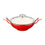 Lava LV WOK 16 BB K3 R Edition Serisi 16 cm Yekpare Kulplu Cam Kapaklı Döküm Mini Kırmızı Wok Tava