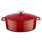 Lava Metal Oval Döküm Tencere, 29 cm, 4.67 Litre Hacim, Kırmızı