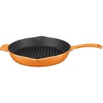 Lava Metal Spring Serisi Turuncu Yuvarlak 28 cm Mat Emaye Döküm Izgara Tavası