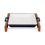 Lava Sable Yekpare 26x26 cm Döküm Kare Siyah Izgara Tavası-Kayın Servis Ahşabı
