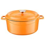 Lava Spring Yuvarlak 28 cm Mat Emaye Parlak Siyah Taban Turuncu Döküm Tencere