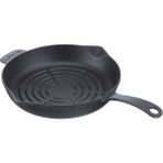 Lava Tava Döküm Demir Metal Kulplu Yuvarlak Izgara 28 cm - Siyah