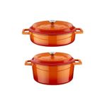 Lava Trendy Döküm 2 Li Tencere Set 24cm Derin Basık Turuncu